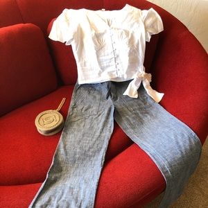 Blue linen pant size 6